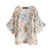 Women Chiffon Floral Print Kimono Loose Half Sleeve Shawl Cardigan Cover Up Tops