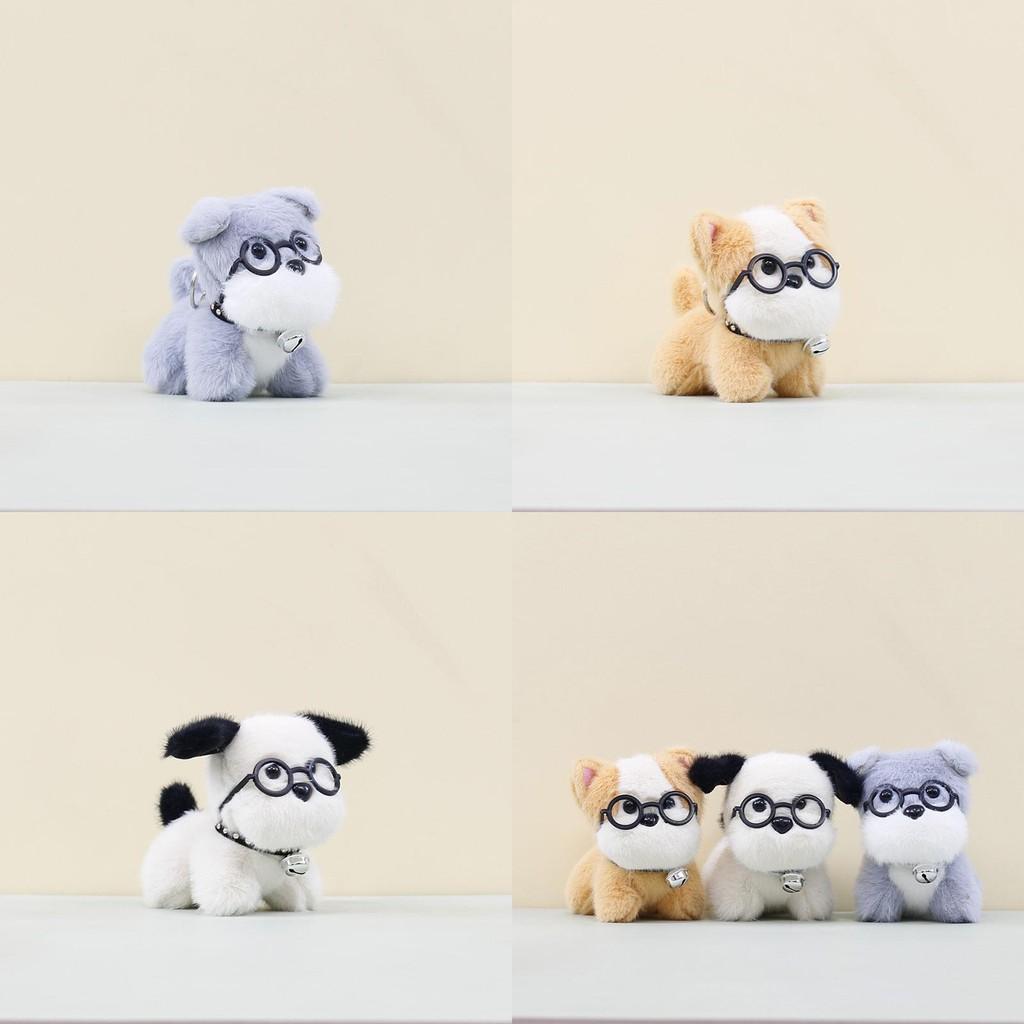 Adorable Plush Dog Keychain With Glasses Cute Cartoon Doll For Bags And Accessories