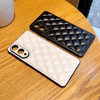 Three-dimensional Puff Check Small Fragrance Style Leather Case For Samsung S25 Edge S25 Ultra Galaxy S24 + Cover