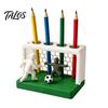3D Pen Holder Soccer Goal And Player Figure Holder, Printed Sports Colorful Pencil Cup Theme 4 Hole Desktop Organizer for Home, Office Smooth Surface