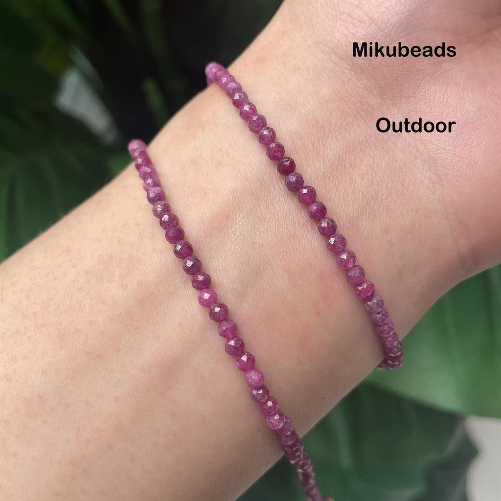 Natural 3mm 4mm 6mm Ruby Faceted Round Loose Beads For Jewelry Making DIY Bracelets Necklace Strand Gift 38cm