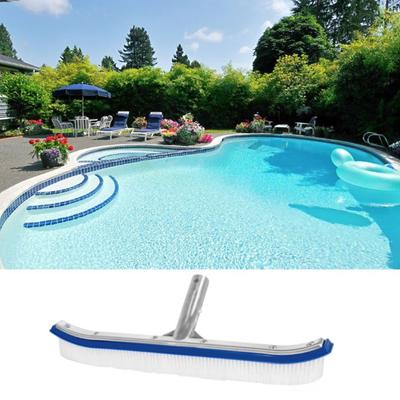 Escova de Limpeza de Piscina de 18 Polegadas Escova de Aço Inoxidável Escova de Plástico Escova de Piscina Escova para Piso Colado Cabo de Alumínio