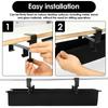 Under Desk Cable Management Tray No Drill Under Desk Cable Organizer with 2 Hook Woven Fabric Storage Rack for Home Office Study