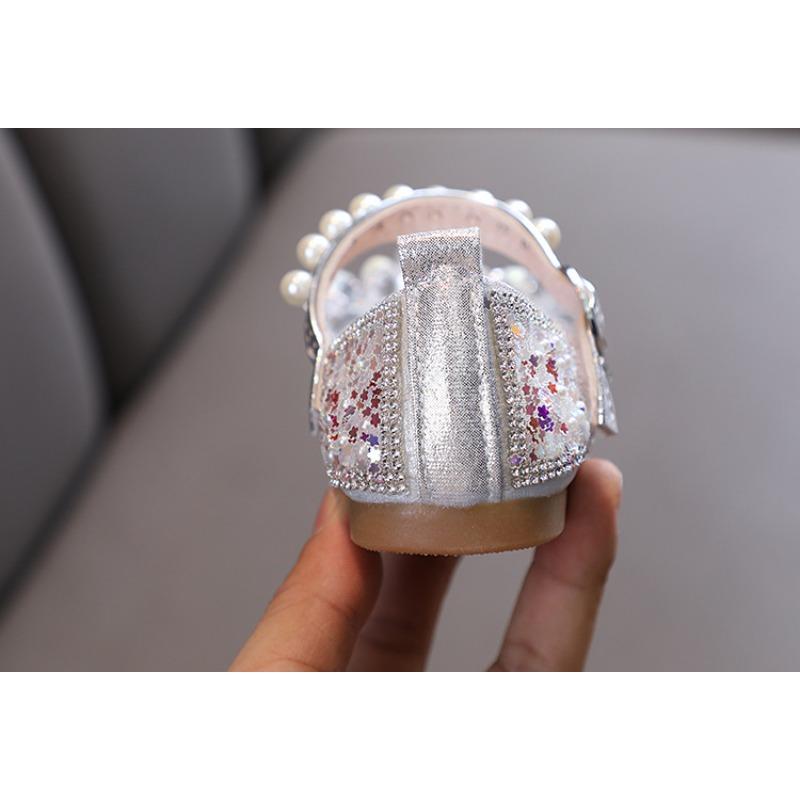 Autumn new style ladylike baby girl girls' princess rhinestone pearl flat shoes, leather shoes, dance performance shoes
