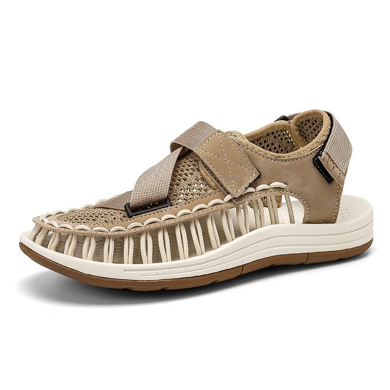 Fashion Sandals for Men Fashion Handmade Woven Sandals Summer Breathable Mesh Sandals Mens Casual Sports Sandal Non-Slip Beach Sandalias
