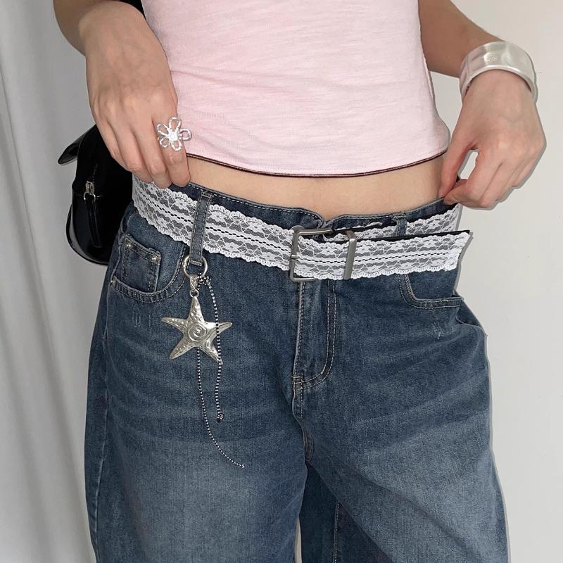 White Floral Lace Waist Belt Adjustable Sweet All-Match Waistband For Women Casual Waist Strap Decor Accessories Gifts