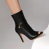 Damen Cool-Stiefel mit hohen Absätzen, sexy europäischer und amerikanischer Stil, Frühling und Sommer neu, dünne Absätze, große Größen, Peeptoes
