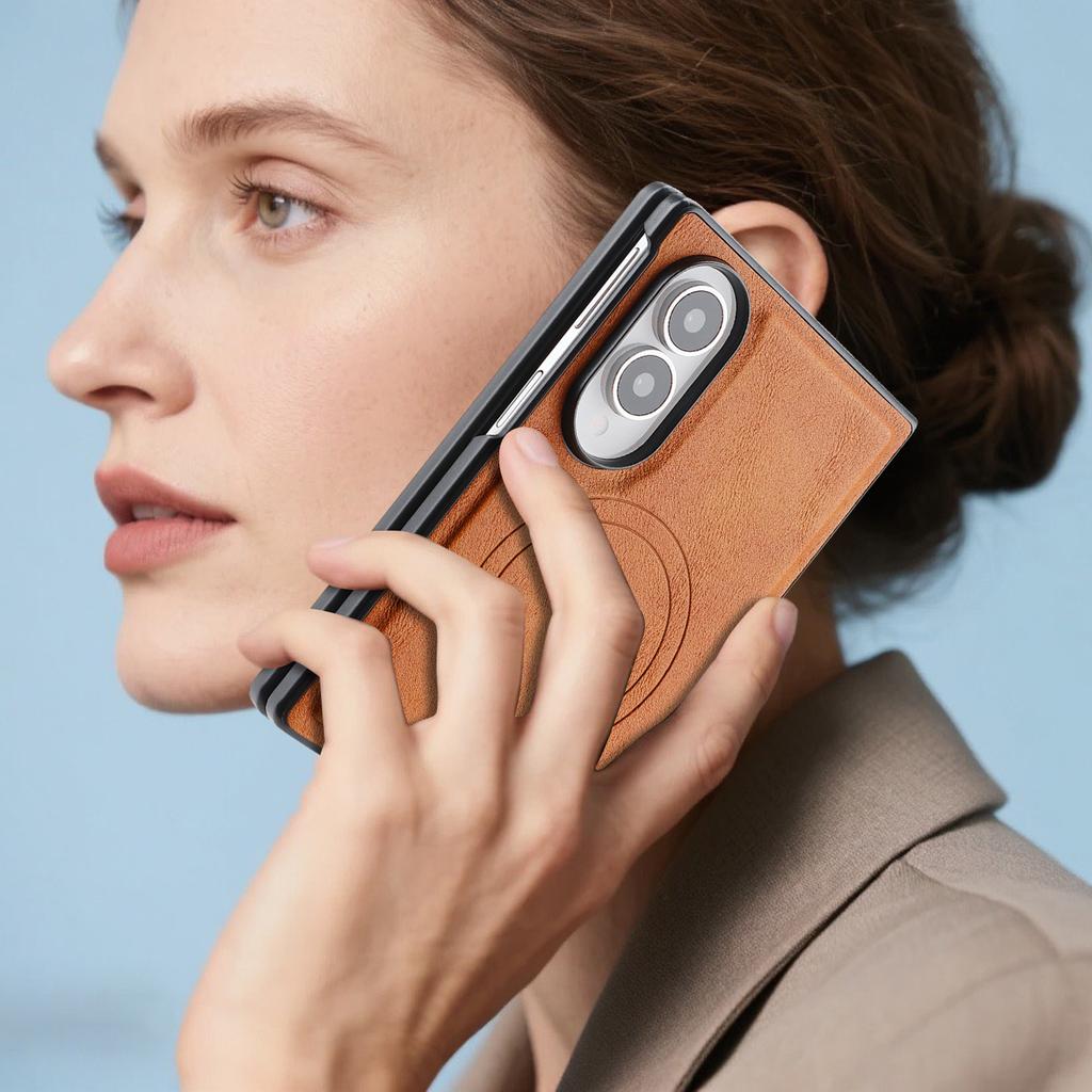 Custodia magnetica in pelle di lusso per telefono Business per Samsung Z Fold 8 Ampia Antiurto Impugnatura confortevole per Magsafe Custodia sottile
