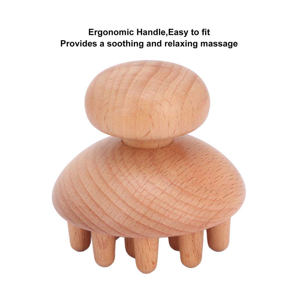 Holzpilz-Massagegerät Fördert die Durchblutung Klärt Meridiane Tragbares manuelles Massagegerät für Kopf, Taille, Bauch, Oberschenkel