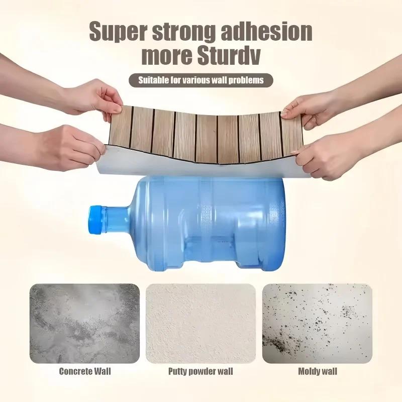 10Pcs Peel and Stick Wood Slat Wall Panels Decorative Wall Panels 12"x12" Self Adhesive Slat Acoustic Textured Panel Soundproof