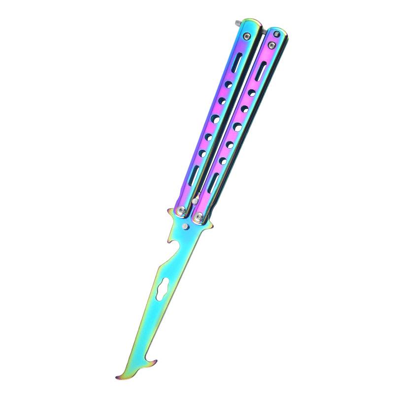 Unsharpened Stainless Steel Folding Knife with Multi-Tool Stone Hook for Tire Cleaning and Digging