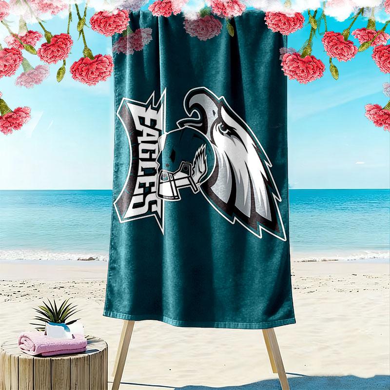Philadelphia Eagles Print Beach Towel, Large Soft Quick Dry Towel for Beach Camping Swimming