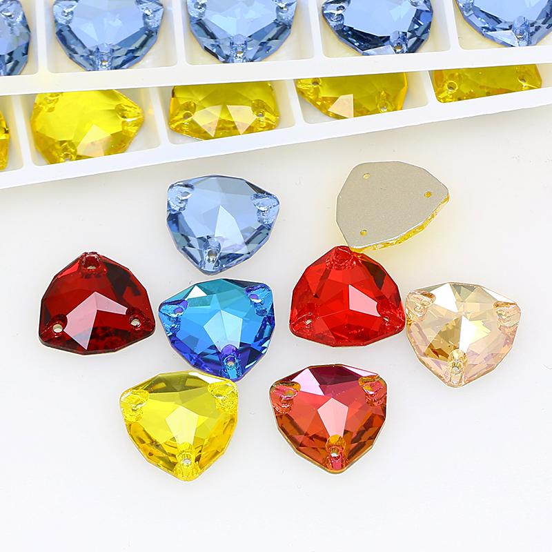 Dongzhou Crystals Flatback Non Hotfix Sew on Rhinestones Triangle Shape Crystal Beads Sewing Accessories for Dress & Shoes