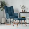 Vidaxl Rocking Armchair with Footrest, Blue, Upholstered In Velvet