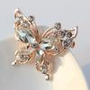 Broche papillon en acier inoxydable multicolore avec strass pour robe
