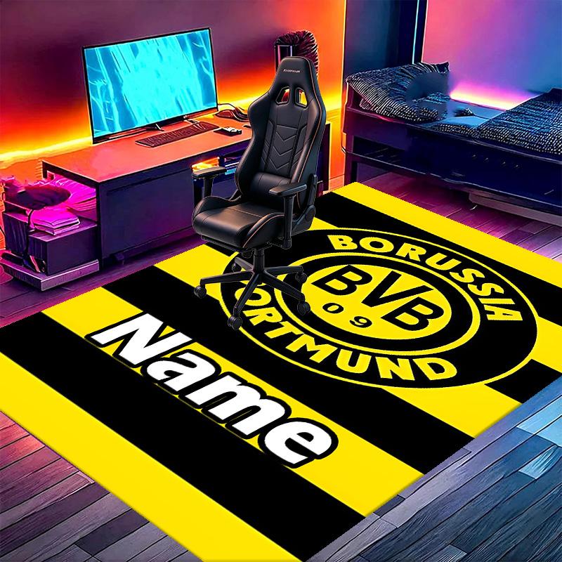Custom Name Personalized Borussia Dortmund Print Carpet, Versatile Home Decor Rug, for Playroom, Apartment, Balcony, Entryway, Hallway Gift