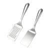 Small Stainless Steel Barbecue Turner Set, 2 Piece Metal Cooking Spatulas for Grill and Stovetop Use, Smooth Turner Tool for Steak, Fish, Vegetable