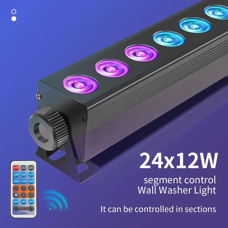 24x12w RGBW 4in1 LED Bar Wall Washer Indoor Color Strip Light DMX512 Control Professional DJ Disco Wall Light Stage Lighting