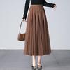 Brand Discount Women's High Waist Pleated Silk Midi Skirt with Puffy Mesh Overlay