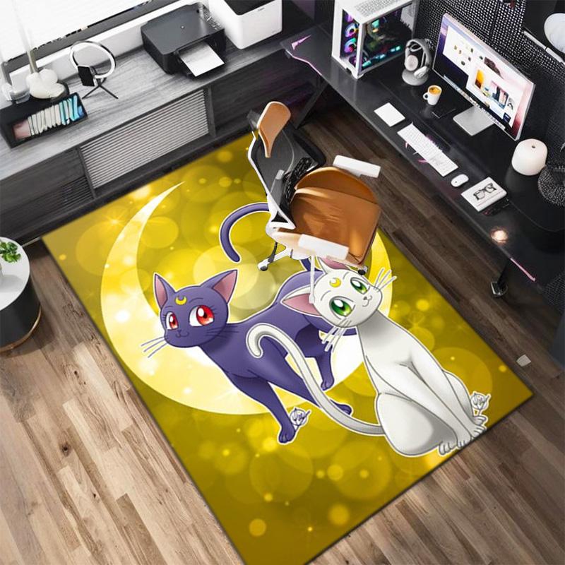 Cute Cartoon Theme Sailor Moon Tsukino Usagi Cartoon Rug Multifunctional Household Anti-slip Decorative Door Mat, Outdoor Floor Mat, and Carpet Y8
