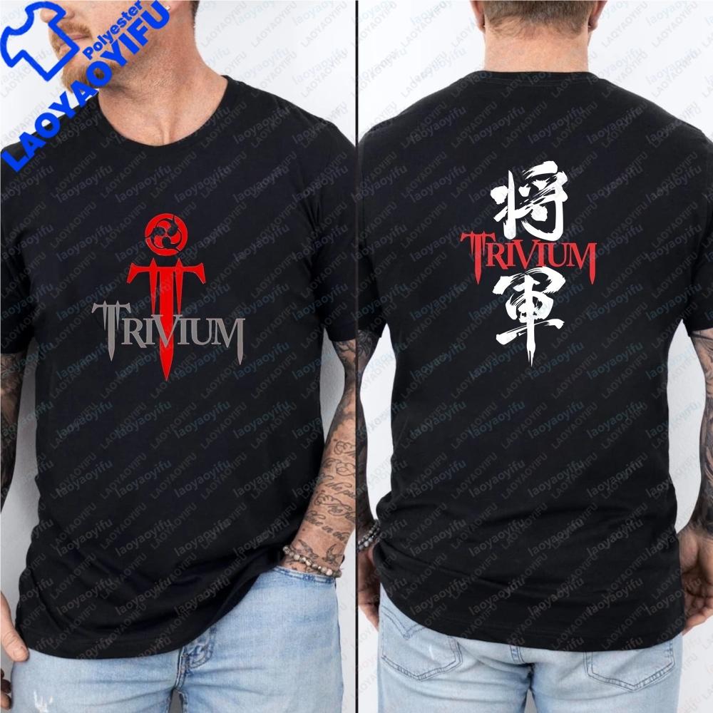 Streetwear Retro Metal Rock Trivium Summer Shortsleeved Unisex Shirt with Comfortable Doublesided Printed Fabric Tshirt