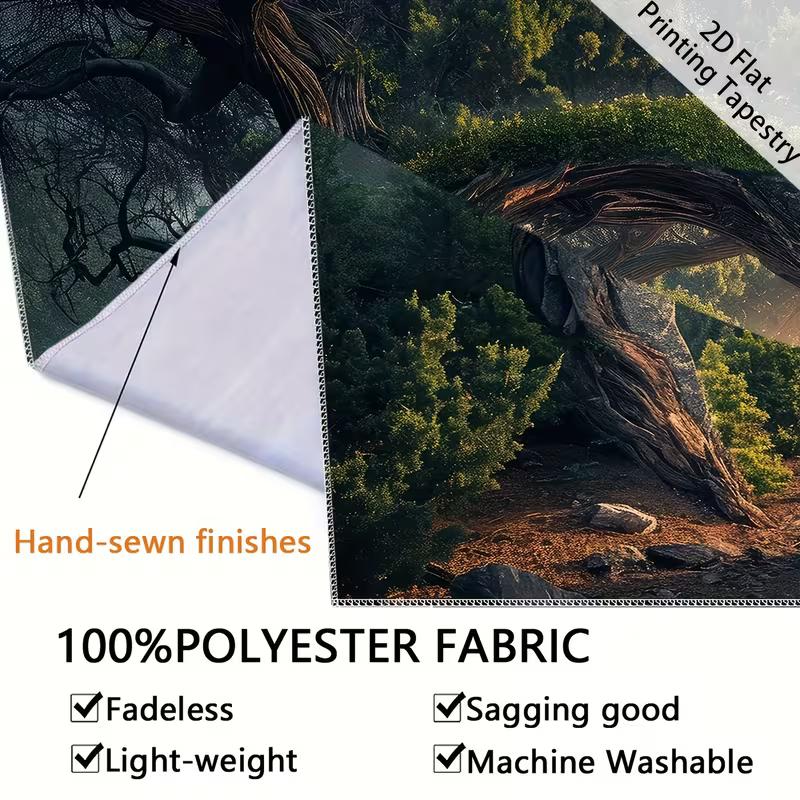 2D Fantasy Wald Wandteppich Mystischer Baum Bogen Kopfsteinpflasterweg Wandbehang