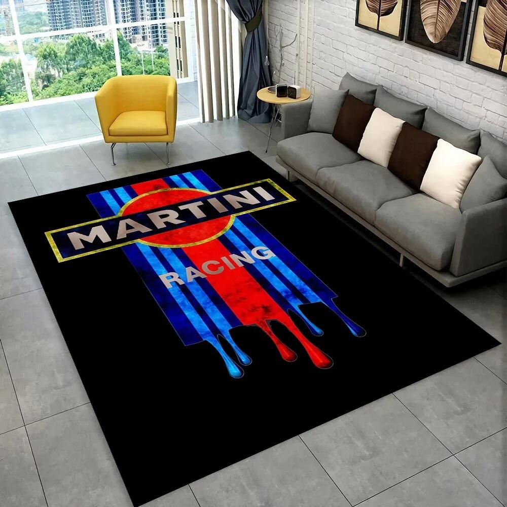 Martini Racing Carpet Mat Rug Blue Red Stripe Home Decoration Non-slip Durable Modern Living Room Floor Mat with Logo Design
