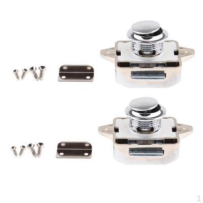 2x Cabinet Lock Keyless Push Button Latch for Rv/Motorhome Silver