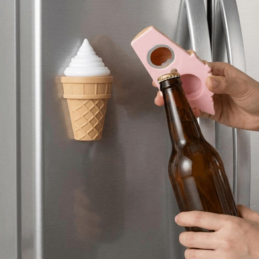 Plastic Magnetic Bottle Opener Portable 2 in 1 Bottle Opener Ice Cream Shape Bottle Opener Travel
