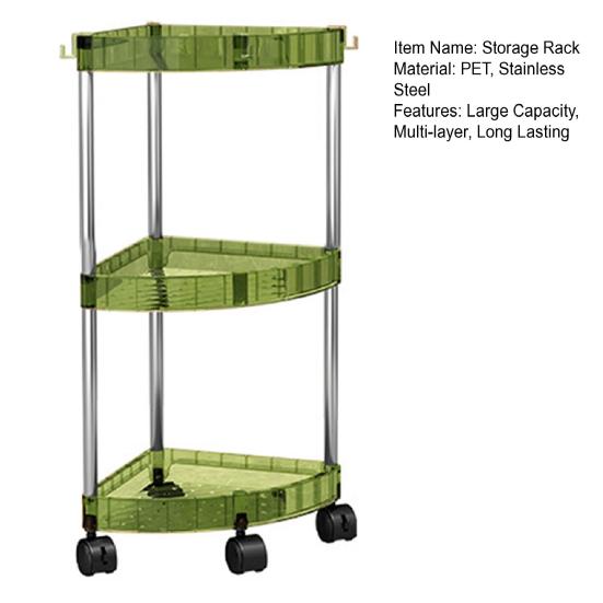 Corner Storage Rack with Wheels Large Capacity Multi-layer Strong Load-bearing Easy Assembly Vanity Tray Floor Storage Holder