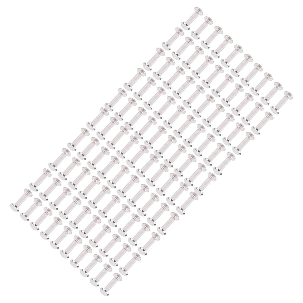 100 Sets Screw Rivet M2 Round Flat Head Stainless Steel Leather Rivets Binding Screws for Crafts