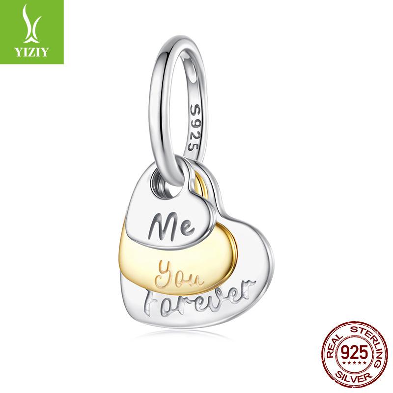 S925 Sterling Silver Love Forever Pendant Accessories Personalized Love Card Stacking Bracelet Beaded