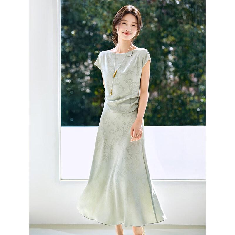 Elegant New Chinese Style Faux Two-Piece Satin Dress L