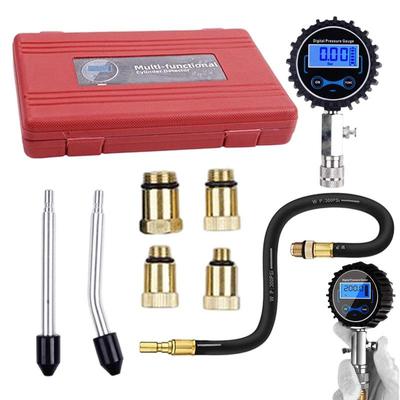 Probador de compresión de automóviles, 0-200 PSI, medidor digital de compresión de cilindros, herramienta de prueba de compresión de cilindros de motor de automóvil con adaptadores