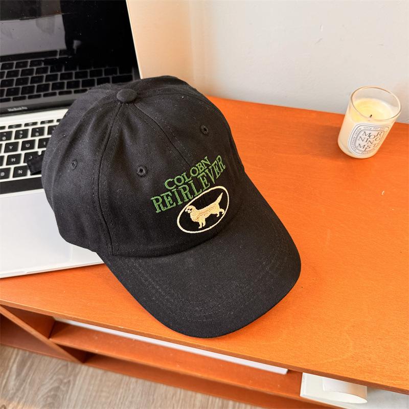 ins cute dog embroidered cap women's spring and summer versatile big head circumference baseball cap men's casual sunscreen cap