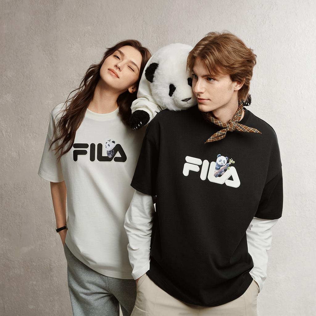 Fila Heritage Panda T Fashion Simple Classic Retro Trendy Casual Versatile Comfortable Loose Knit Short Sleeve T-Shirt Unisex Tops F51U538103F-WT