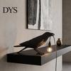 Dark Aesthetic Bedroom Decor Crow Table Lamp, Gothic Raven Night Light, Halloween Black Bird Vintage Tungsten Filament Bulb Academia Lamp for Desktop