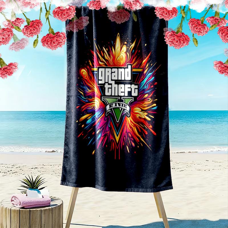 Vibes Vice City beach towel Outdoor camping soft Absorbent bath towel quick-drying swim towel Outdoor pool towel Comfort beach towel printing