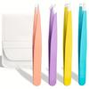 Colorful Eyebrow Tweezer Hair Beauty Fine Hairs Puller Stainless Steel Slanted Eye Brow Clips Removal Makeup Tools
