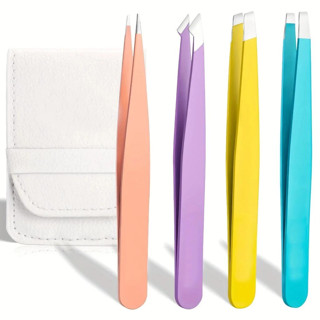 Colorful Eyebrow Tweezer Hair Beauty Fine Hairs Puller Stainless Steel Slanted Eye Brow Clips Removal Makeup Tools