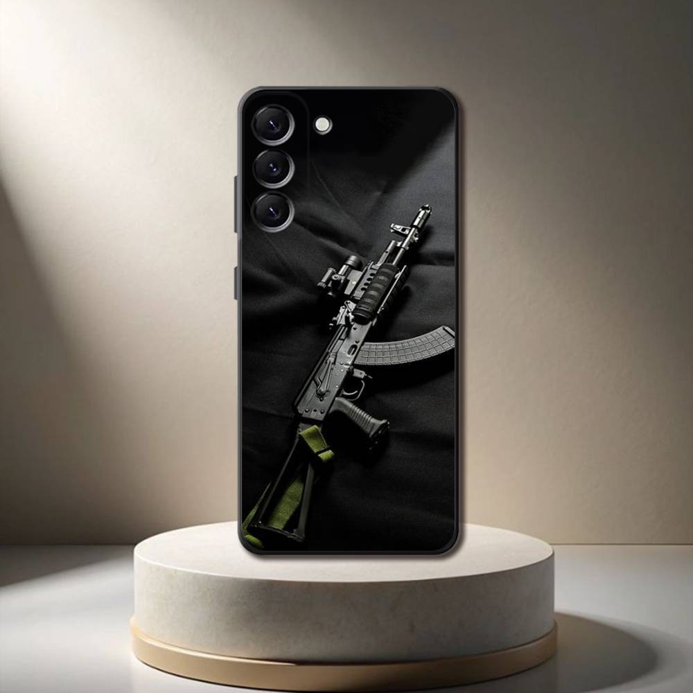 AK47 Handgun Gun BUlletss Phone Case For Samsung Galaxy A 73,72,51,53,52,71,22,5G,Note,J7,8,9 Soft Black Cover