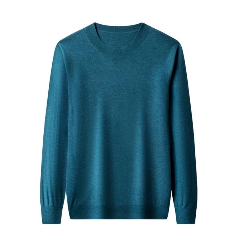 Hengyuanxiang Men's 100% Pure Wool Semi-Turtleneck Thickened Knit Sweater