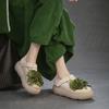 Johnature Ethnic Style Flower Thick Soled Sandals Genuine Leather Versatile Women's Platform Shoes