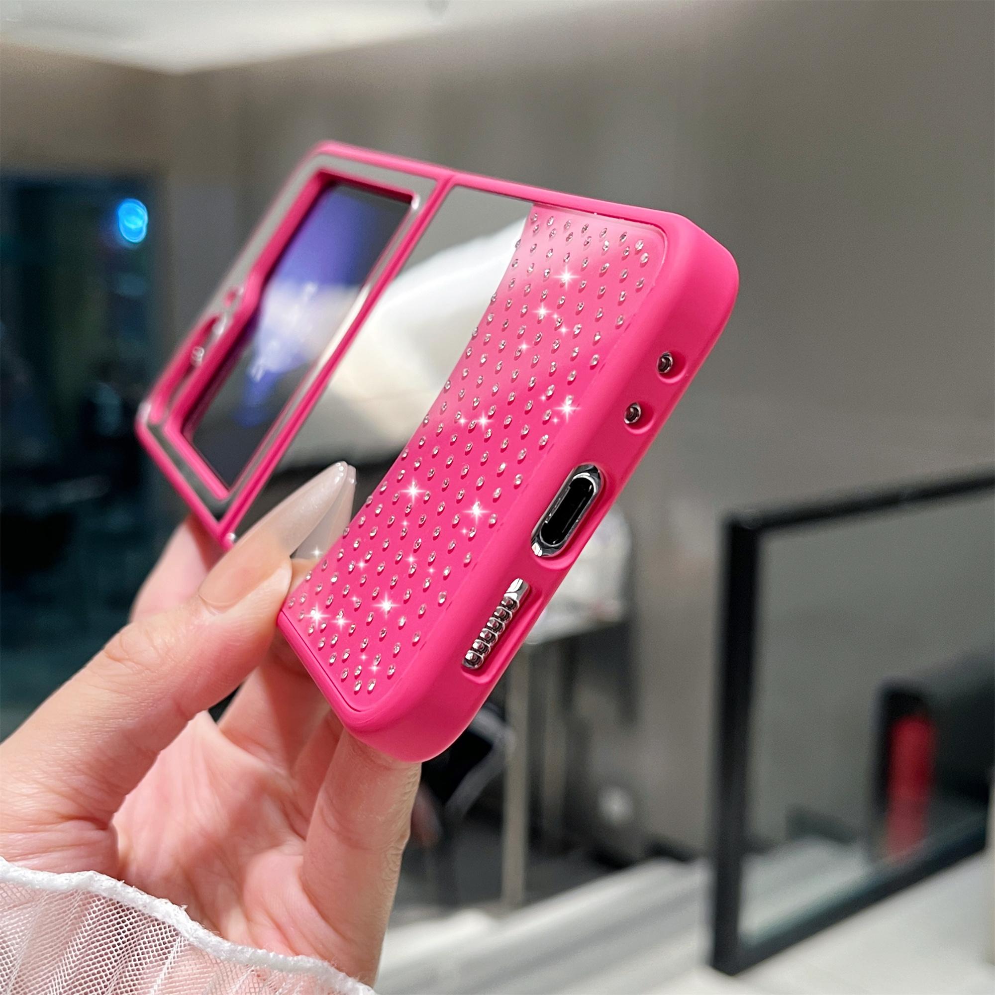 

For Samsung Galaxy Z Flip6 5G Case Mirror Surface TPU+PC Shockproof Phone with Metal Lens Frame Orange