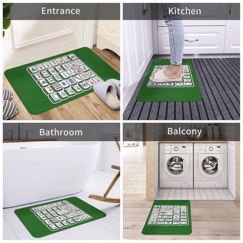 Mahjong Tile Pattern Doormat Non-Slip Entrance Bath Kitchen Floor Door Mat Toilet Rug Carpet Footpad