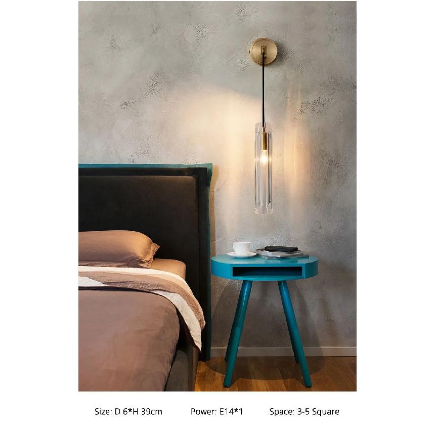Nordic  Creative Living Room Crystal Wall Lamp Fashion Modern Minimalist Model Bedside Copper Wall Lamp Bedroom Corridor