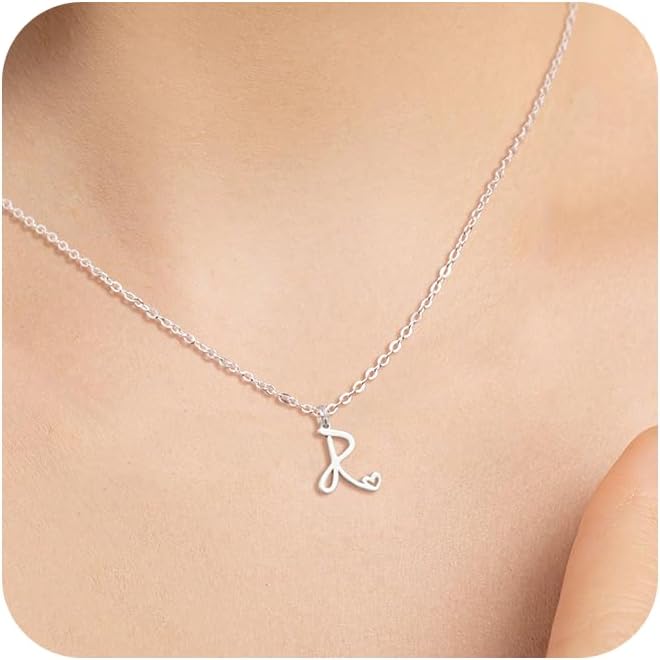 Colier inițial Tewiky pentru femei-Colier cu scrisori delicate umplute cu aur de 14k La modă, drăguț, monogramă personalizată