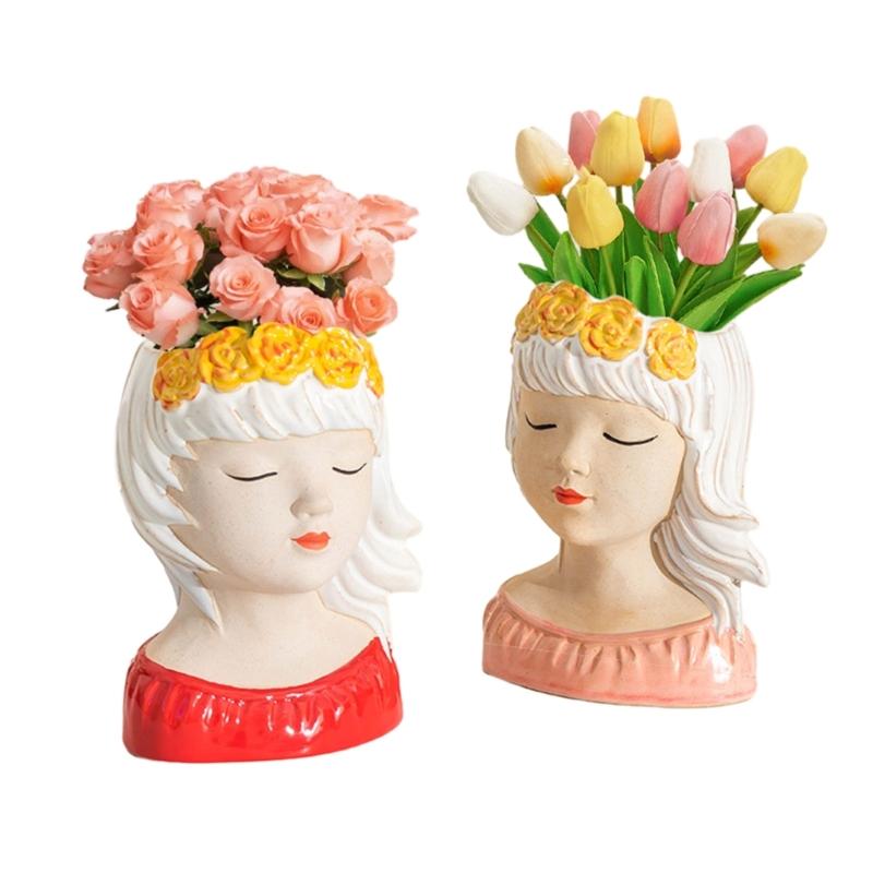 Nonstick Cute Wreath Girls Pen Holder Mold Flower Pot Silicone Mold DIY Crafts Ornament Tool DIY Succulent Planter Mold