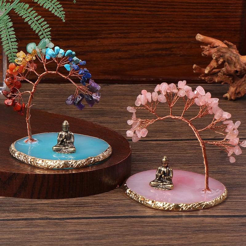 Şifa Ağacı Seti ile Buda Heykeli Ev Süsleri Yoga Meditasyon Dekorasyonu