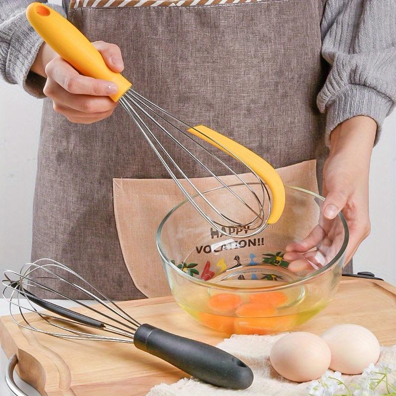 

1PC 304 Stainless Steel Egg Beater for Household Use with Silicone Handle Cream Scraper Mixer Baking Tool чорний